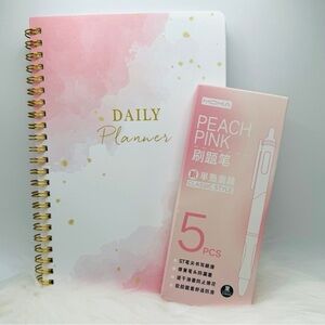 Daily Planner Undated With Black Gel Pens Bundle Set